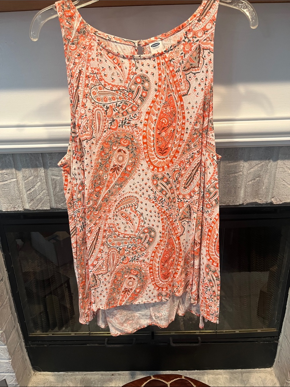 Old Navy Orange and Cream Paisley High-Low Skirt